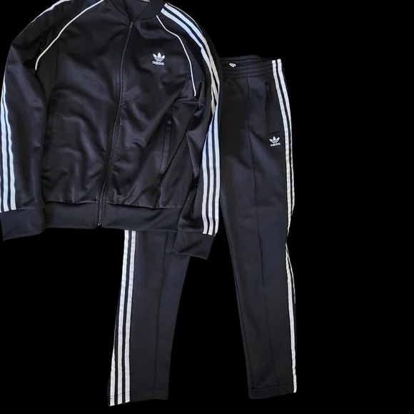 Adidas Black Tracksuit with White Stripes - Picture 9 of 11